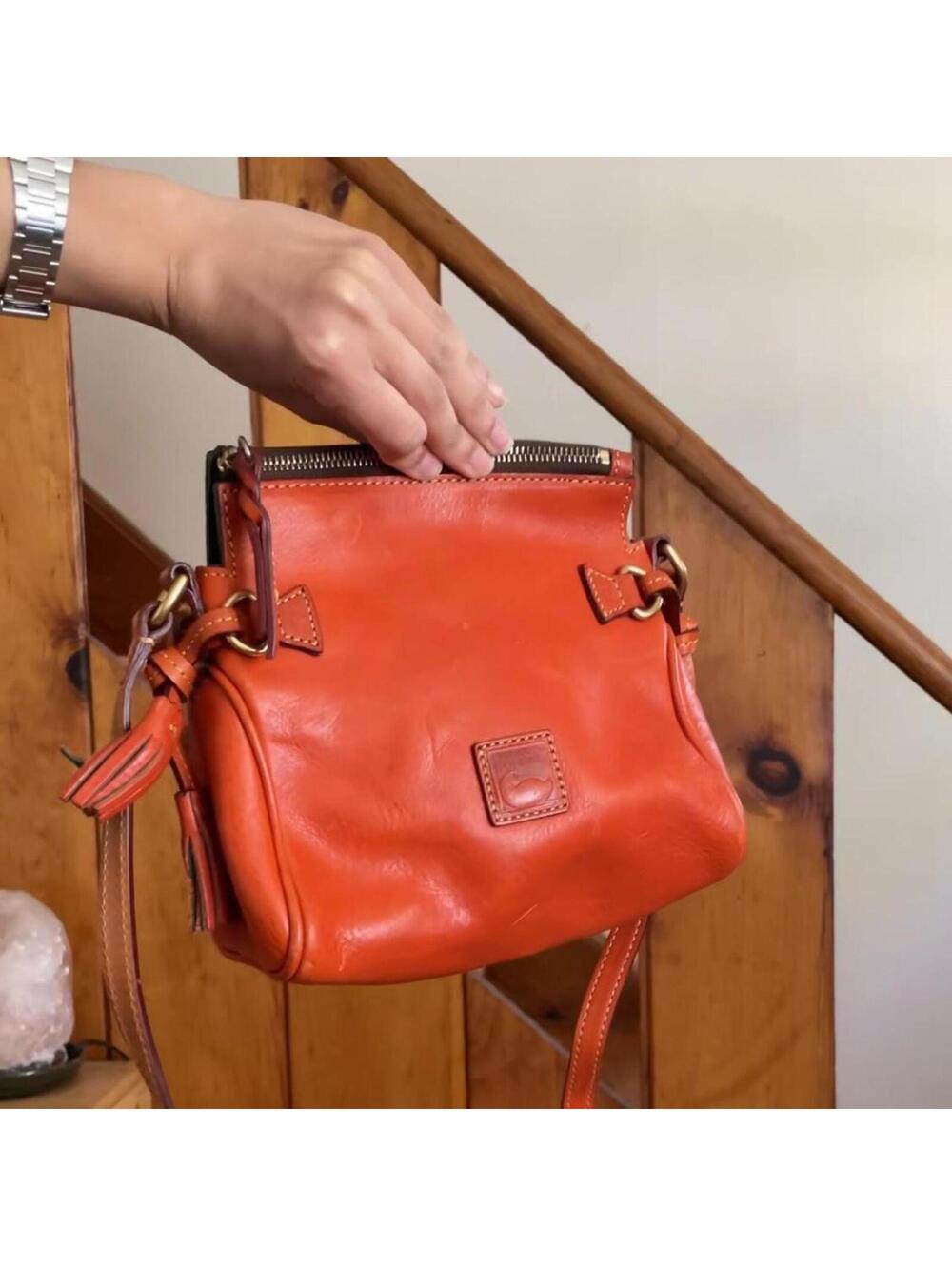 Dooney & Bourke orange Leather Shoulder Bag Hobo Zip Top